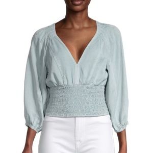 EUC Vintage Havana Smocked-Waist Top, Small